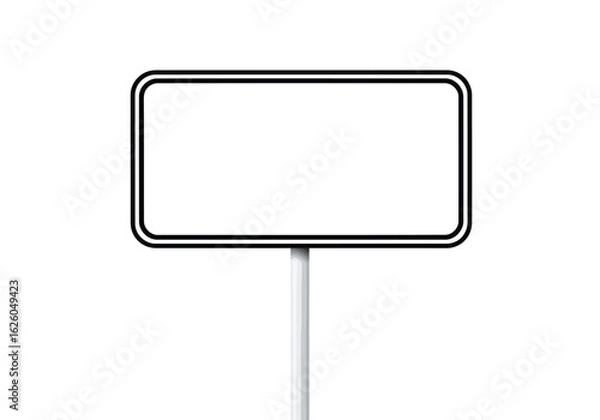 Obraz Blank rectangular sign on a pole, isolated on white background