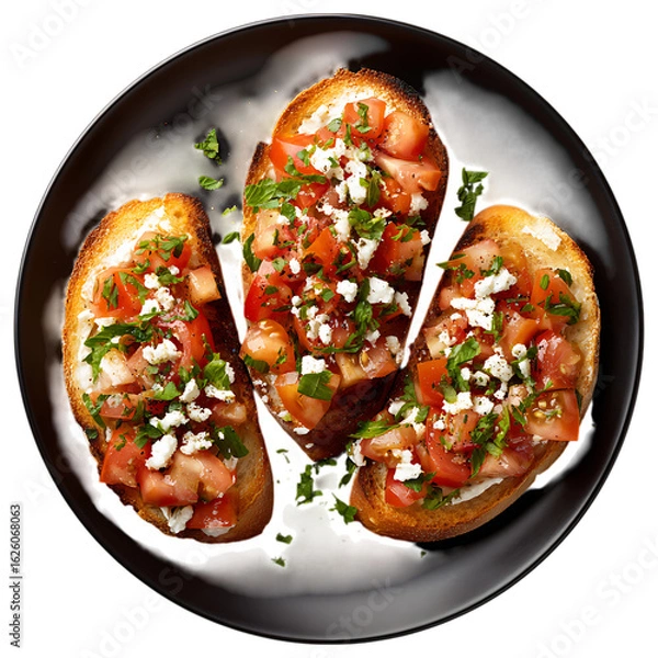 Fototapeta  Bruschetta top view black 