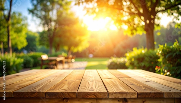 Fototapeta Outdoor cafe table, Generated image