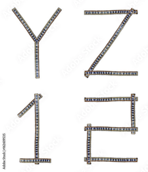 Obraz jeans alphabet Y, Z, 1, 2