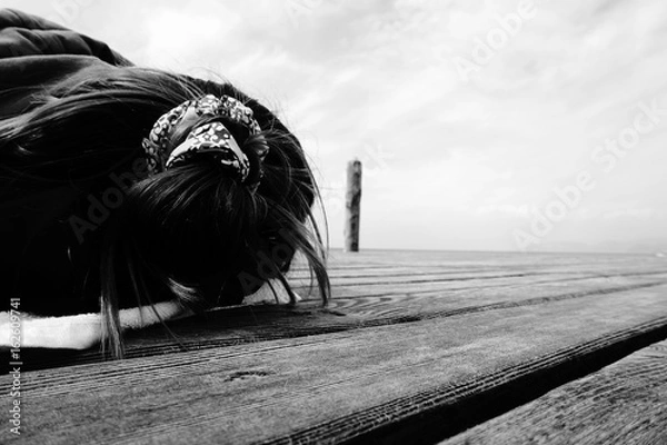 Obraz Schlafend in Schwarz und Weiß