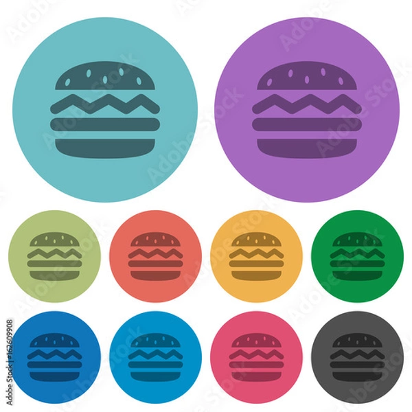 Fototapeta Single hamburger color darker flat icons