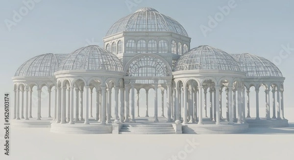Fototapeta Elaborate Classical Conservatory with Multiple Glass Domes and Columns"