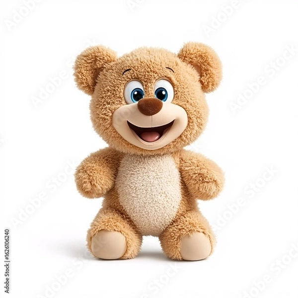 Obraz Cute Plush Bear Toy with Cheerful Expression and Soft Fur Texture