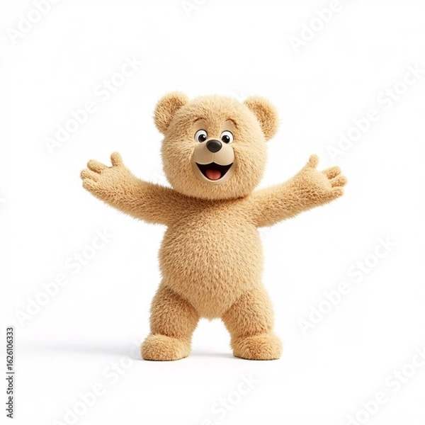 Obraz Happy Cute Bear Character with Open Arms and Cheerful Expression