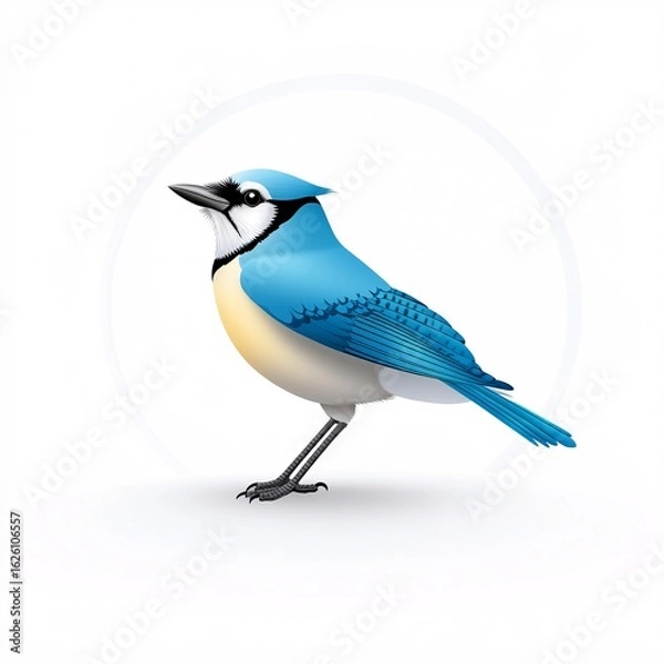 Obraz Vibrant Blue Bird Illustration on White Background in Simple Style