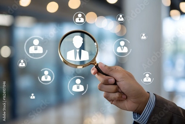 Fototapeta Hr, HRM, Human resources management concept. Check resume, Screening employee information, job applicants, Employees must complete the online survey form, answer the test questions..