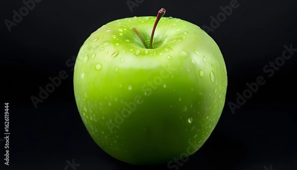 Obraz green apple on black background
