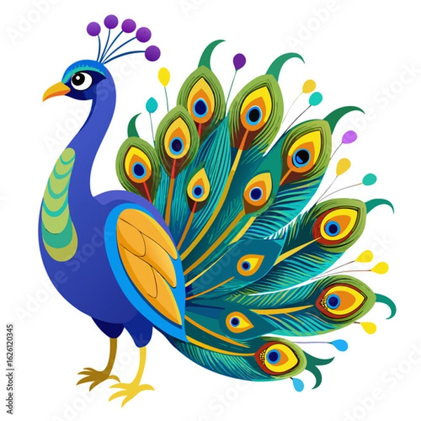 Obraz peacock on white background