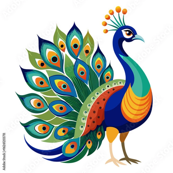 Obraz peacock on white background