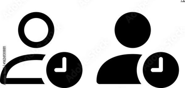 Fototapeta Vector person with clock icon in outline and solid styles for UI and web design, 48px, 10% margin