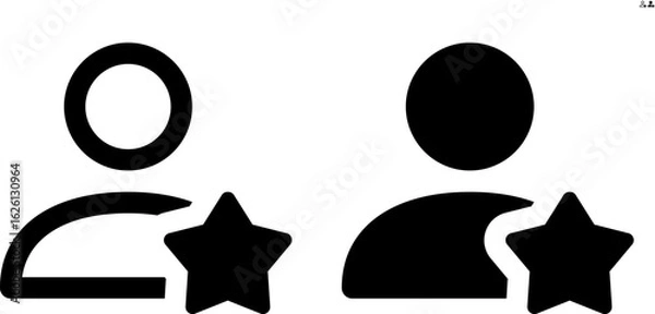 Fototapeta Vector person with star icon in outline and solid styles for UI and web design, 48px, 10% margin