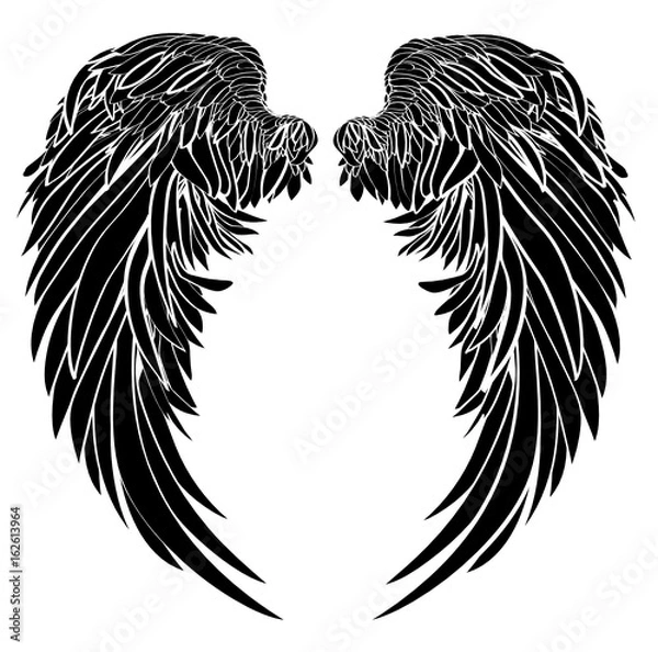 Obraz Wings. Vector illustration. Black and white style 
