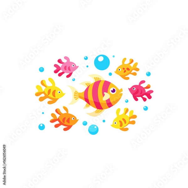 Fototapeta different joyful tropical reef scene set  