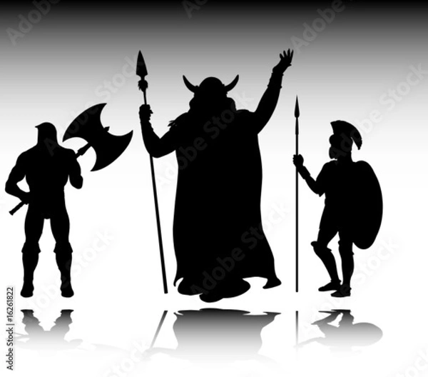 Obraz three warrior vector silhouettes