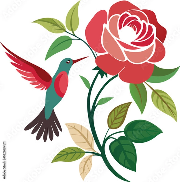 Fototapeta Romantic Rose Bouquet Drawing – EPS Vector Format