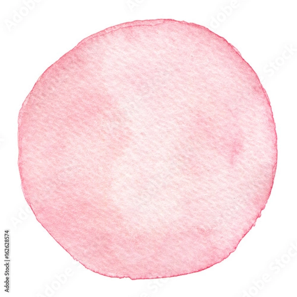 Fototapeta Hand painted watercolor pink round texture isolated on the white background. For your design.