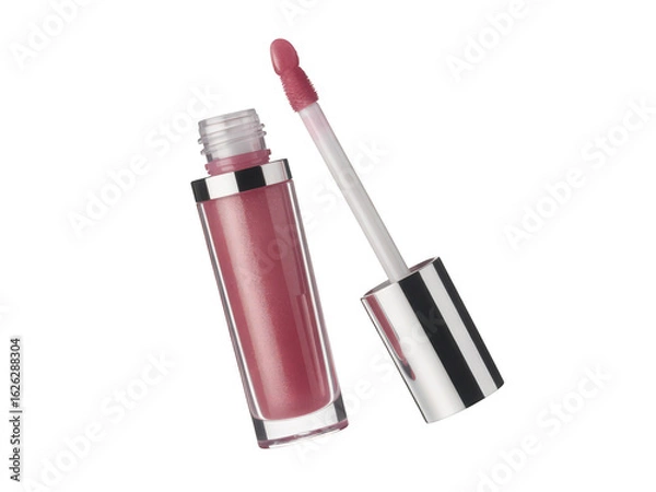 Fototapeta Pink Lip Gloss with Applicator on transparent background