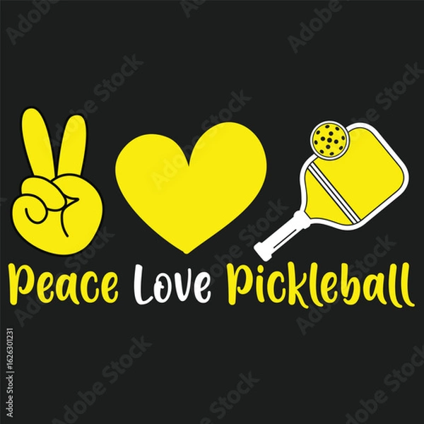 Obraz Peace Love Pickleball A vector illustration of a heart-shaped design with a globe symbol, representing a message of love for people worldwide