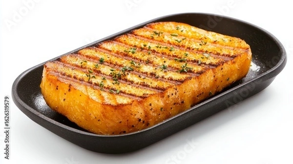 Fototapeta Sizzling culinary masterpiece pan of meat and herbs bursting with flavor sizzling