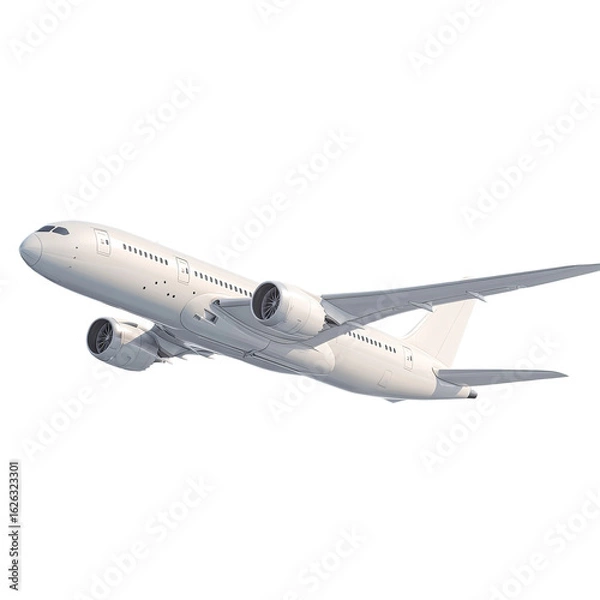 Fototapeta realistic 3d model of white airplane flying

