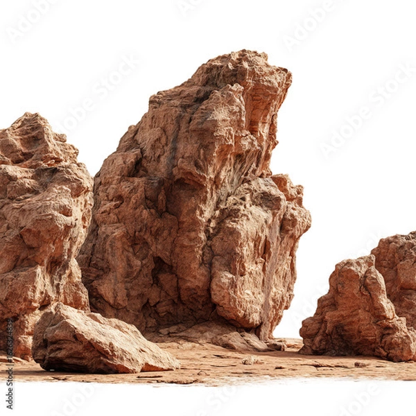 Fototapeta arid desert terrain with large rock formations
