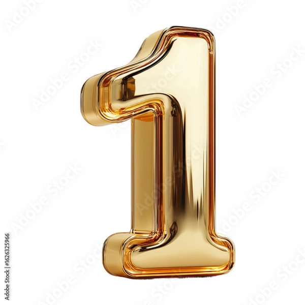 Fototapeta luxury golden number 1 design in 3d
