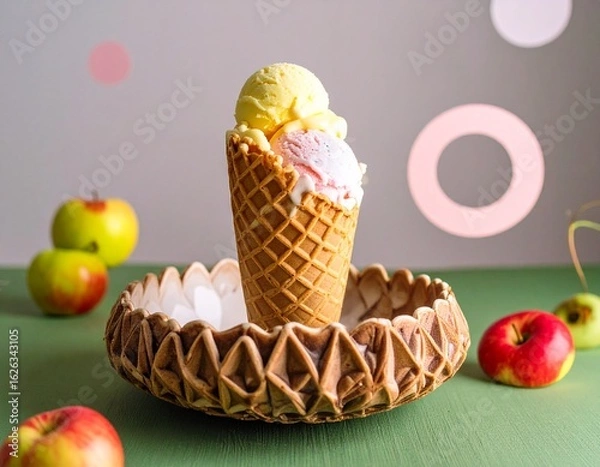 Fototapeta Ice Cream Cone with Apples