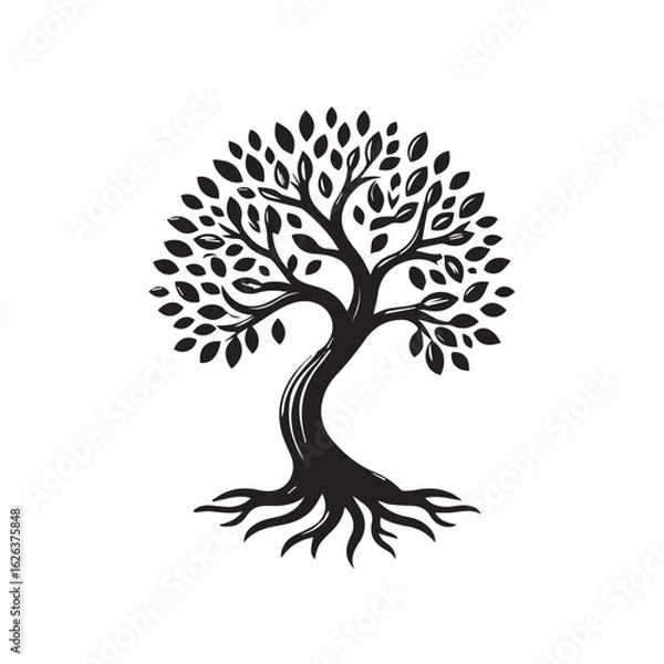 Fototapeta Stylized tree illustration with vibrant color palette