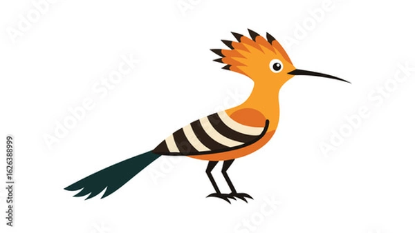 Fototapeta Hoopoe bird with iconic crown feathers perfect for exotic bird themes and natural habitat art Vector illustration.