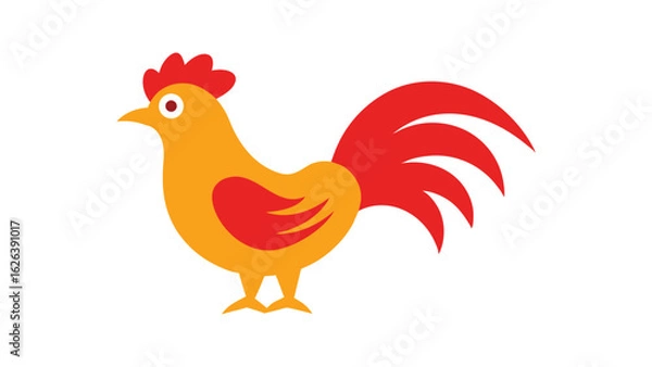 Fototapeta Rooster bird with bold comb and alert pose suitable for morning farm scenes and sunrise concepts Vector illustration.