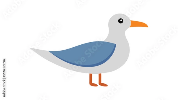 Fototapeta Seagull bird in flight with open wings perfect for coastal views and marine life illustrations Vector illustration.