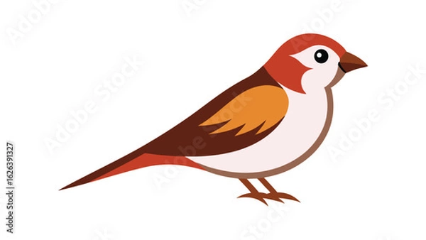Fototapeta Sparrow bird in calm sitting pose ideal for everyday nature themes and common backyard birds Vector illustration.