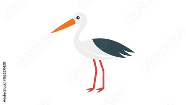 Fototapeta Stork bird carrying bundle with long legs great for baby themes and tall wetland bird artwork Vector illustration.