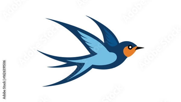 Fototapeta Swallow bird in swooping flight pose perfect for speed motion and nesting bird concepts Vector illustration.
