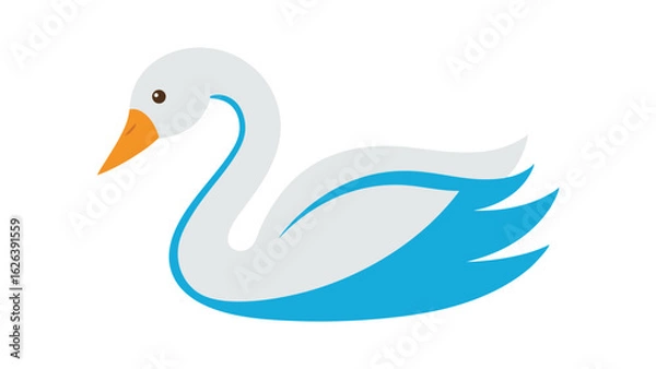 Fototapeta Swan bird with elegant neck curve and serene posture ideal for romance or fairytale themes Vector illustration.