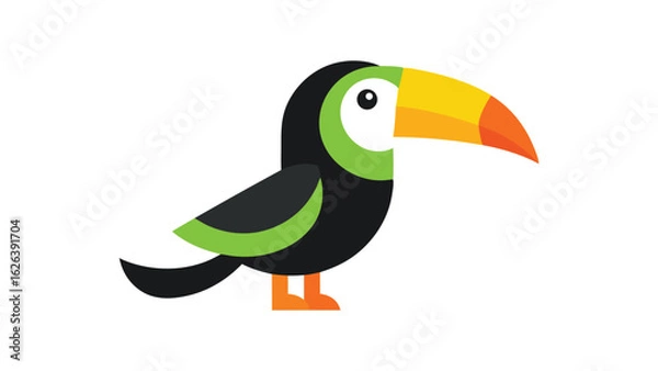 Fototapeta Toucan bird with large colorful beak perfect for rainforest illustrations and exotic bird visuals Vector illustration.