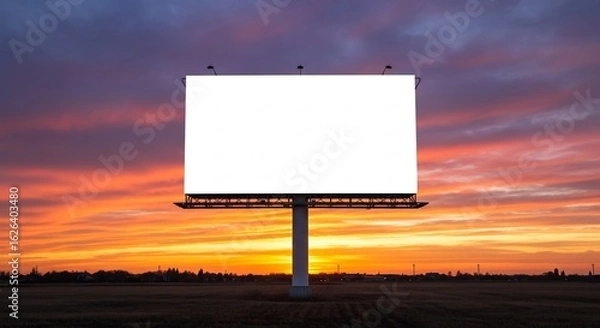 Fototapeta 夕焼けの空と広告看板