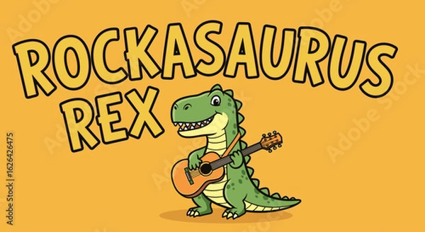 Fototapeta Rockasaurus Rex Dinosaur Playing Guitar