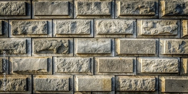 Fototapeta A textured wall of rectangular stone blocks, exhibiting a rustic and robust aesthetic