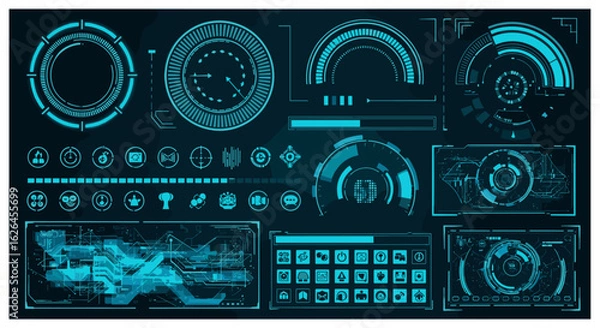 Fototapeta Futuristic Digital Interface Elements for Technology and Science