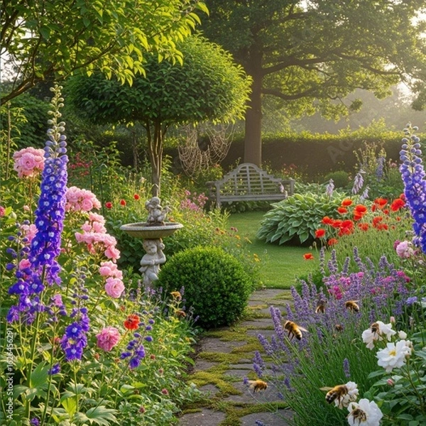 Fototapeta garden with flowers