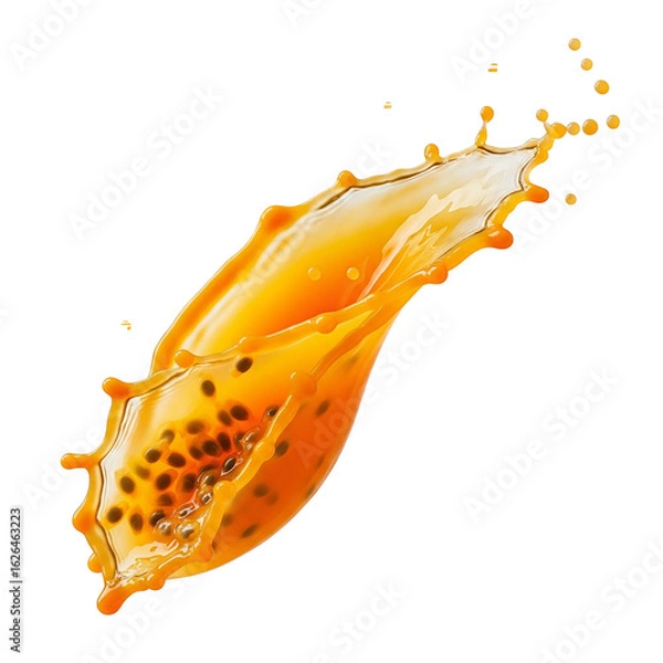 Obraz Passion fruit juice splash isolated on transparent background
