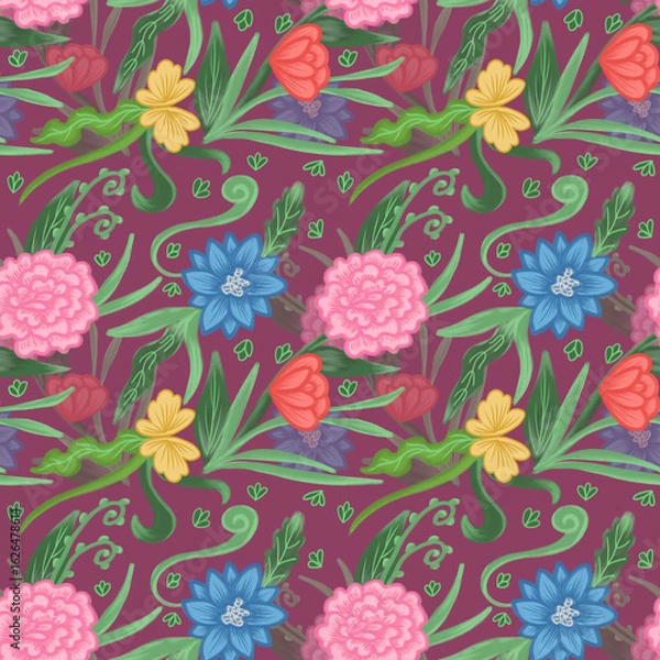 Fototapeta seamless old floral pattern