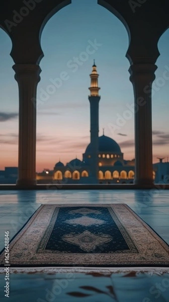 Obraz Prayer Rug Overlooking Mosque at Dusk