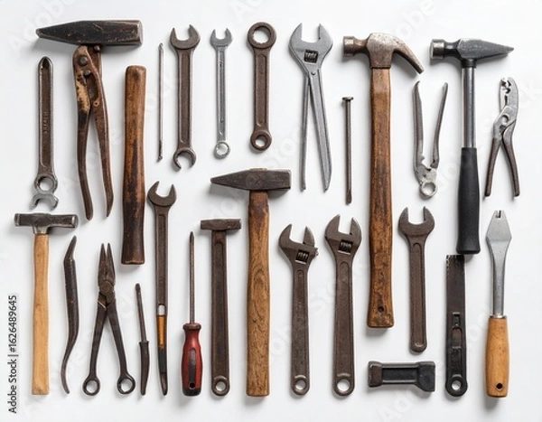 Obraz Dirty vs Clean Tools on Workbench Before and After Concept