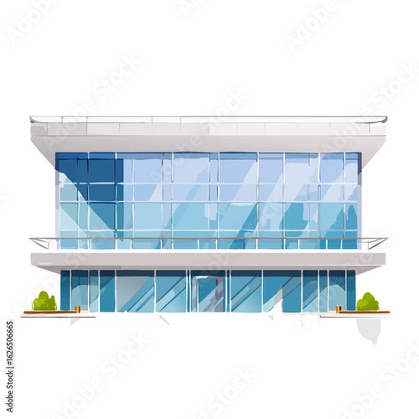 Obraz Modern Glass Office Building Facade Commercial Architecture Exterior Design Two Story Structure with Blue Windows