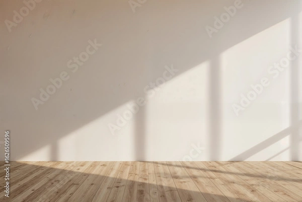 Fototapeta A soft rhythm of light and shadow dances across still, open rooms
