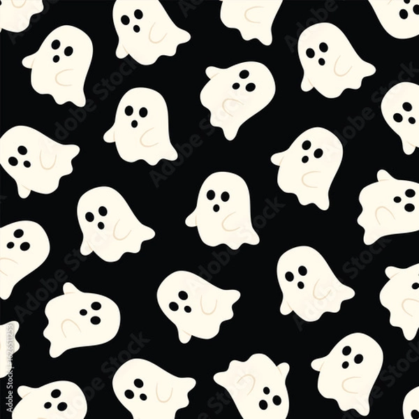 Obraz Halloween seamless pattern with cute ghost characters