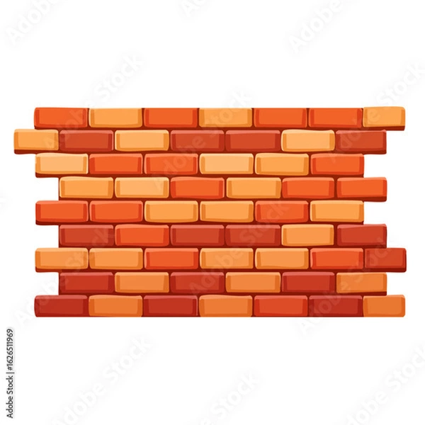 Fototapeta Cartoon brick wall vector illustration Texture backdrop design Architecture element Building exterior Isolated on black